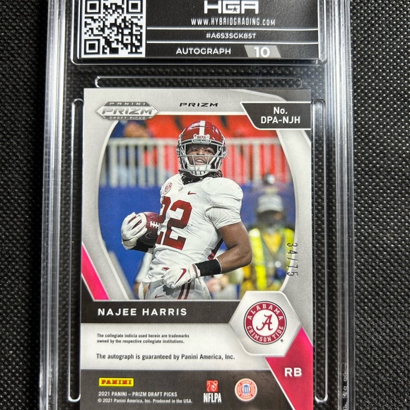 2021 Prizm Draft Picks Najee Harris Blue Cracked Ice Auto /75 RC HGA 9.5 Gem Mnt - Picture 2 of 2